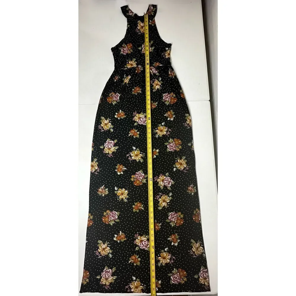 Free People Women's Maxi Dress Size SP Floral Print Sleeveless Cross Straps Boho